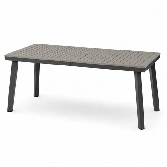 Gartentisch rechteckig mit Aluminiumgestell und WPC Lamellen Grau Anthrazit 180 x 90 x 75 cm